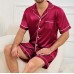 Mens two piece pajama set satin casual comfortable pijama button pocket short sleeve shirt with shorts Pajamas sleepwear for Men
